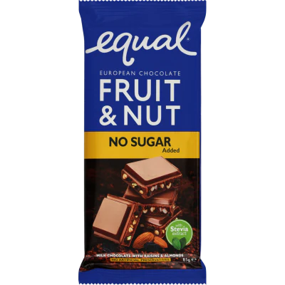 Equal No Sugar Added Fruit and Nut Chocolate Block 85g