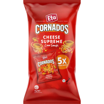 Eta Cornados Cheese Supreme Corn Snacks 5 x 15g