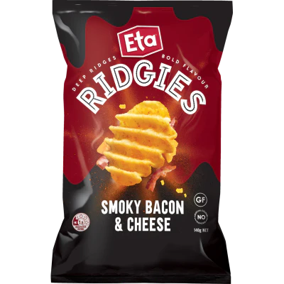 Eta Ridgies Smoky Bacon & & Cheese Potato Chips 140g