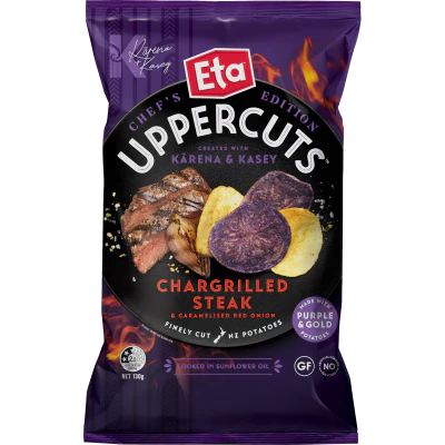 Eta Uppercuts Chef's Edition Chargrilled Steak & Caramelised Red Onion Potato Chips 130g