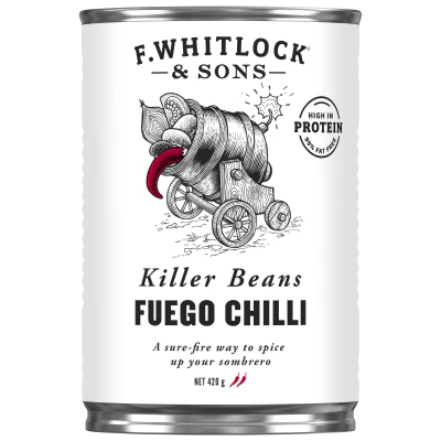 F.Whitlock & Sons Killer Beans In Fuego Chilli Sauce 420g