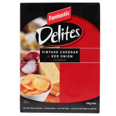 Fantastic Delites Vintage Cheddar & Red Onion Rice Snacks 100g