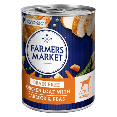 Farmers Market Grain Free Chicken Loaf with Carrots & Peas Adult Wet Dog Food 400G