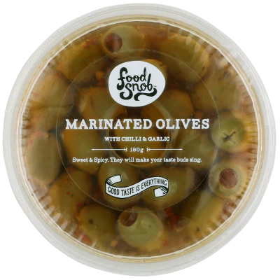 Food Snob Marinated Olives With Chilli & Garlic 180g
