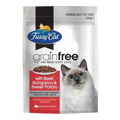 Fussy Cat Grainfree Beef Kangaroo & Sweet Potato Premium Adult Cat Food 500g