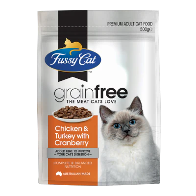 Fussy Cat Grainfree Chicken & Turkey With Cranberry Premium Adult Cat Food 500g