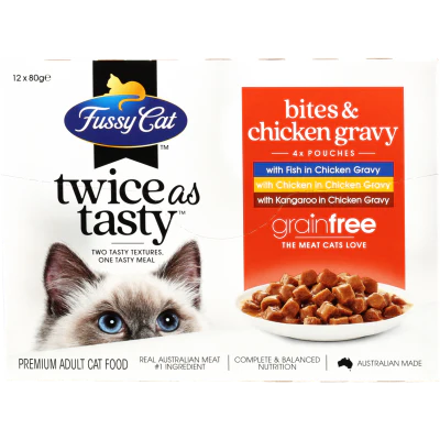 Fussy Cat Twice As Tasty Chicken Gravy Wet Cat Food Bites 12pk