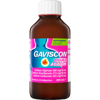 Gaviscon Dual Action Peppermint Heartburn & Indigestion Relief Liquid 300ml