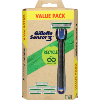 Gillette Sensor 3 Razor with Handle and Cartridges 7pk