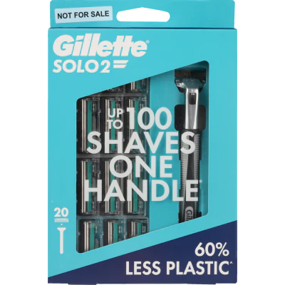 Gillette Solo2 Razor Handle + 20 Cartridges 1pk
