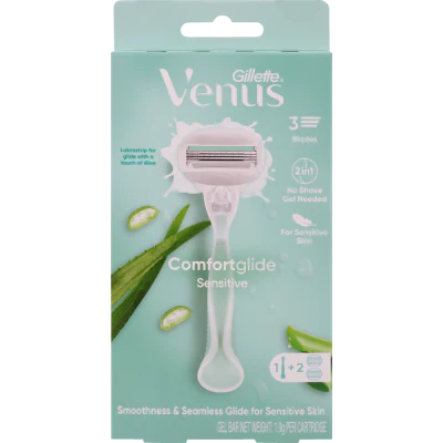 Gillette Venus Comfortglide Sensitive Handle +2 Cartridges Razor 1pk