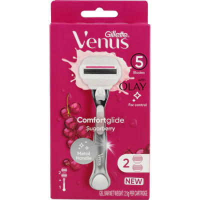 Gillette Venus Comfortglide Sugarberry Razor And 2 Cartridges 1pk
