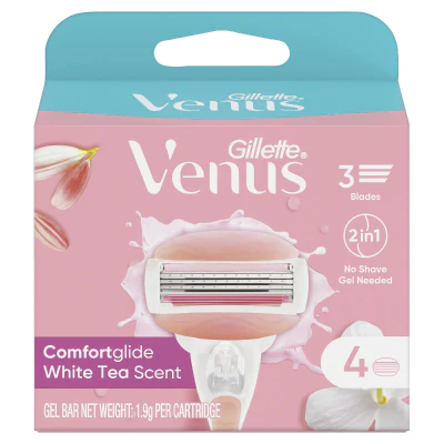 Gillette Venus Venus Comfortglide White Tea Scent Cartridges 4pk