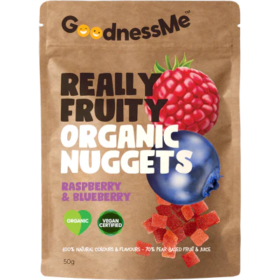 GoodnessMe Really Fruity Raspberry & Blueberry Organic Nuggets Fruit Snack 50g