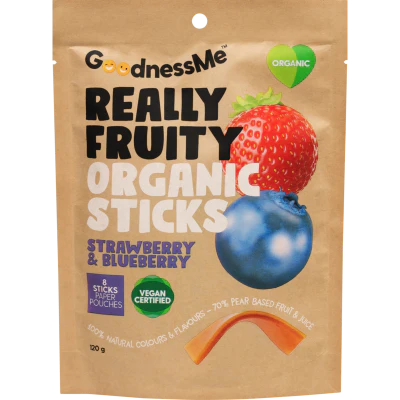 GoodnessMe Really Fruity Sticks Strawberry & Blueberry 8pk 8pk