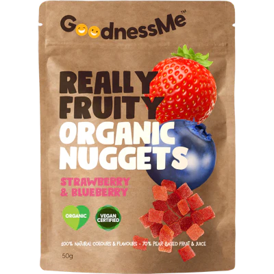 GoodnessMe Really Fruity Strawberry & Blueberry Organic Nuggets Fruit Snack 50g