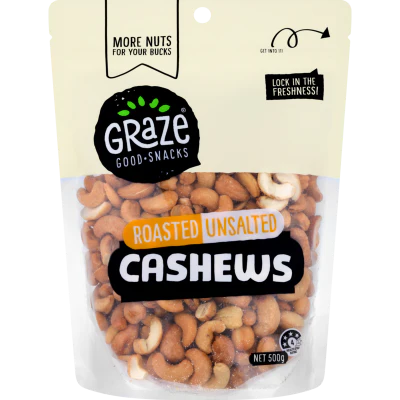 Graze Roasted Unsalted Cashews 500g
