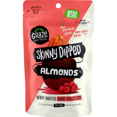 Graze Skinny Dipped Berry Dusted Dark Chocolate Almonds 130g