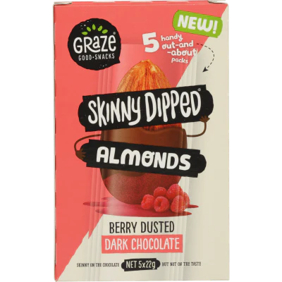 Graze Skinny Dipped Berry Dusted Dark Chocolate Almonds 5 x 22g