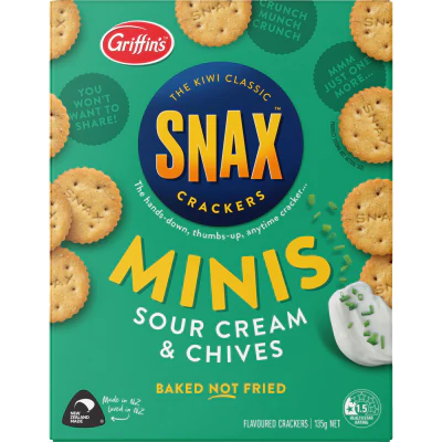Griffin's Snacks Minis Sour Cream & Chives Crackers 135g