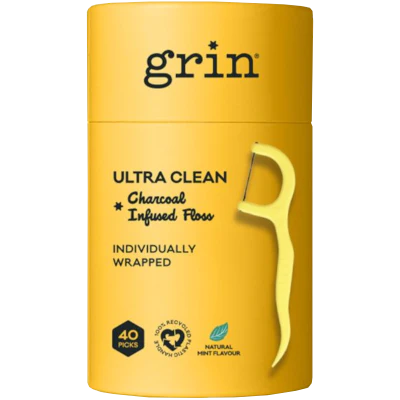 Grin Charcoal Infused Ultra Clean Adults Floss Picks 40pk 40pk