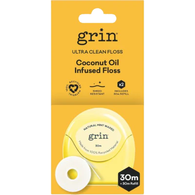 Grin Ultra Clean Dental String Floss & Refill 2 X 30m 2 x 30m