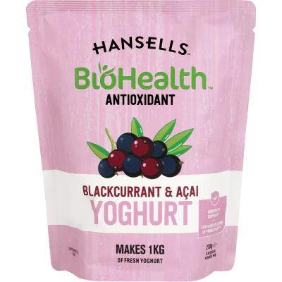 Hansells BioHealth Antioxidant Blackcurrant & Acai Yoghurt Base 210g