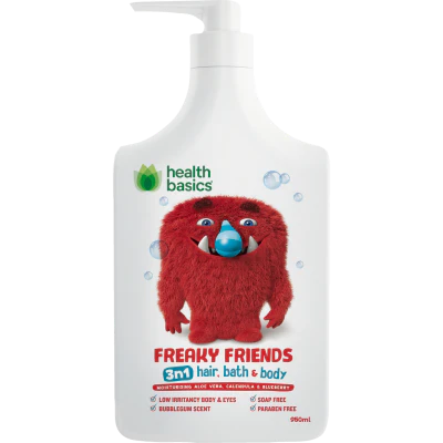Health Basics Freaky Friends 3 In 1 Hair Bath & Body Wash 950ml