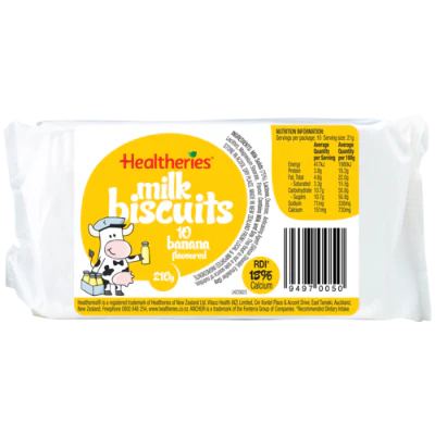 Healtheries Banana Flavoured Milk Biscuits 10pk