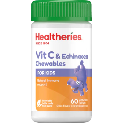 Healtheries For Kids Vit C & Echinacea Chewables Citrus Flavour Chewable Tablets 60pk