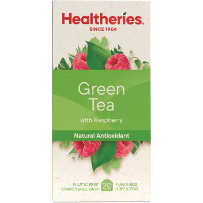 Healtheries Green Tea With Raspberry Tea Bags 20pk