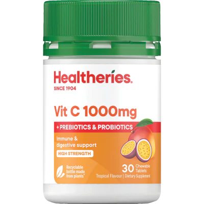 Healtheries Vit C 1000mg Tropical Flavour Chewable Tablets 30pk