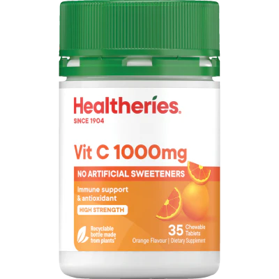 Healtheries Vitamin C 1000mg Orange Flavour Chewable Tablets 35pk