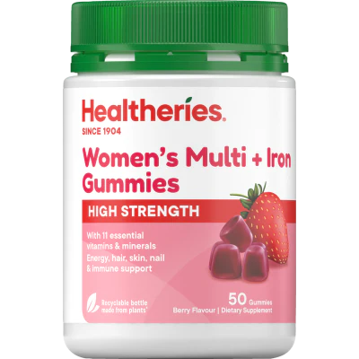 Healtheries Women's Multi + Iron Berry Flavour Gummies 50pk