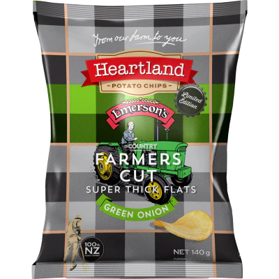 Heartland Farmer's Cut Super Thick Flats Green Onion Potato Chips 140g
