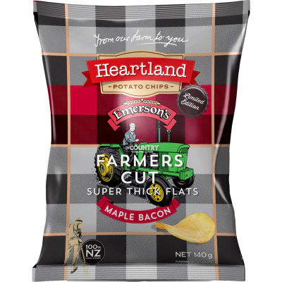 Heartland Farmer's Cut Super Thick Flats Maple Bacon Potato Chips 140g