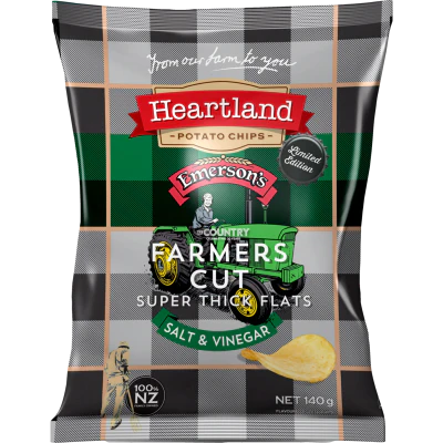 Heartland Farmer's Cut Super Thick Flats Salt & Vinegar Potato Chips 140g
