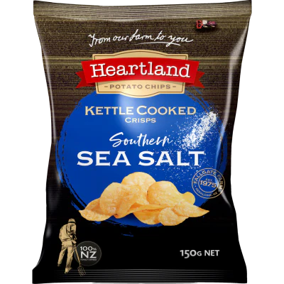Heartland Kettle Cooked Southern Sea Salt Potato Chips 150g