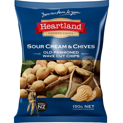 Heartland Sour Cream & Chives Old-Fashioned Wave Cut Chips 150g