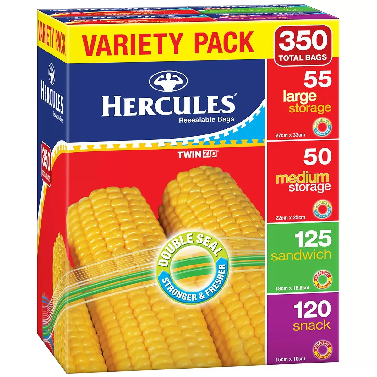 Hercules Resealable Bags Variety 350 CT