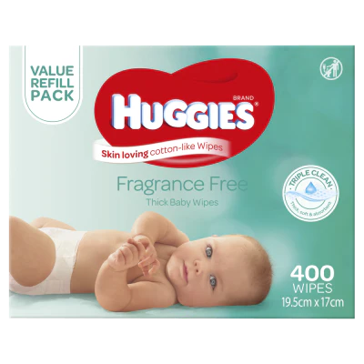 Huggies Fragrance Free Thick Baby Wipes 400pk