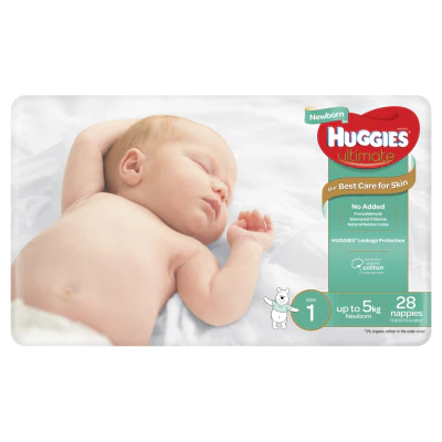 Huggies Nappies Newborn Size 1 Up To 5kg 28pk
