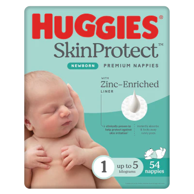 Huggies Nappies newborn Size 1 Up to 5kg 54pk