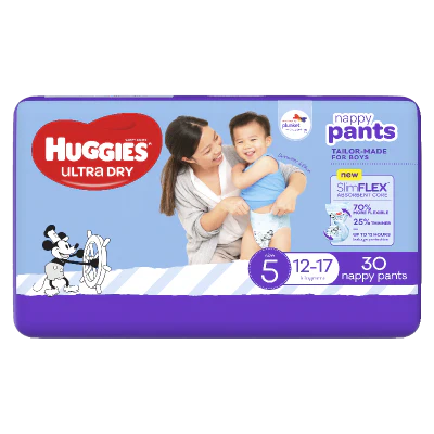 Huggies Ultra Dry Nappy Pants Boys Size 5 12-17kg 30pk