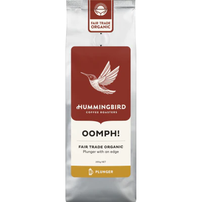 Hummingbird Oomph! Fair Trade Organic Fresh Plunger Grind Coffee 200g