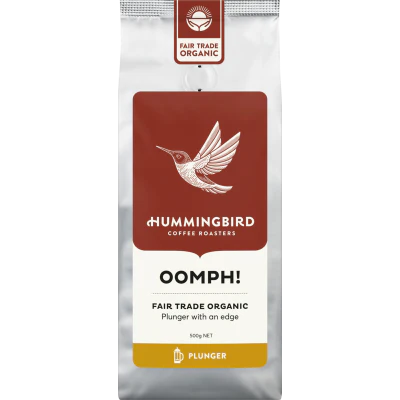 Hummingbird Oomph! Fair Trade Organic Fresh Plunger Grind Coffee 500g