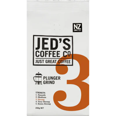 Jed's Coffee Co. #3 Strong Strength Plunger Grind Coffee 200g