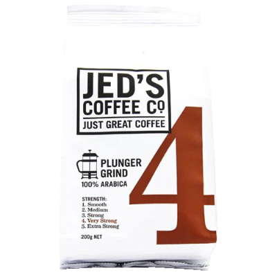Jed's Coffee Co. #4 Very Strong Strength Plunger Grind Coffee 200g