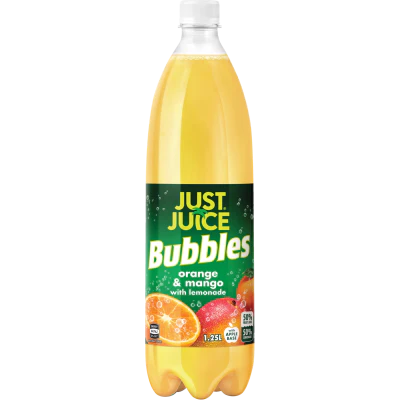 Just Juice Bubbles & Orange Mango With Lemonade Soft Drink 1.25l