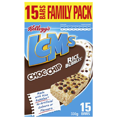 Kellogg's LCMs Choc Chip Rice Bubbles Bars 15 x 22g